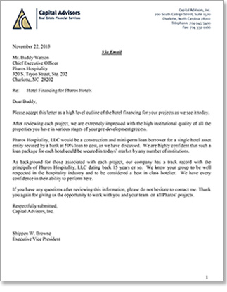 High Confidence Capital Advisor letter